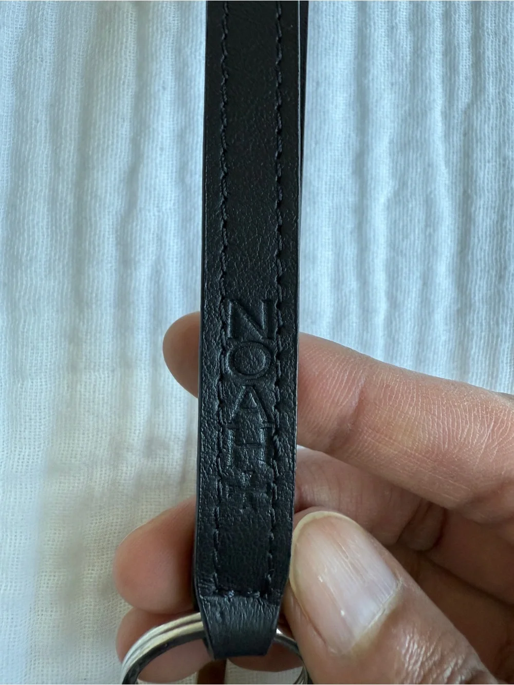 Black Noah Leather Wristlet Key Holder with Strap